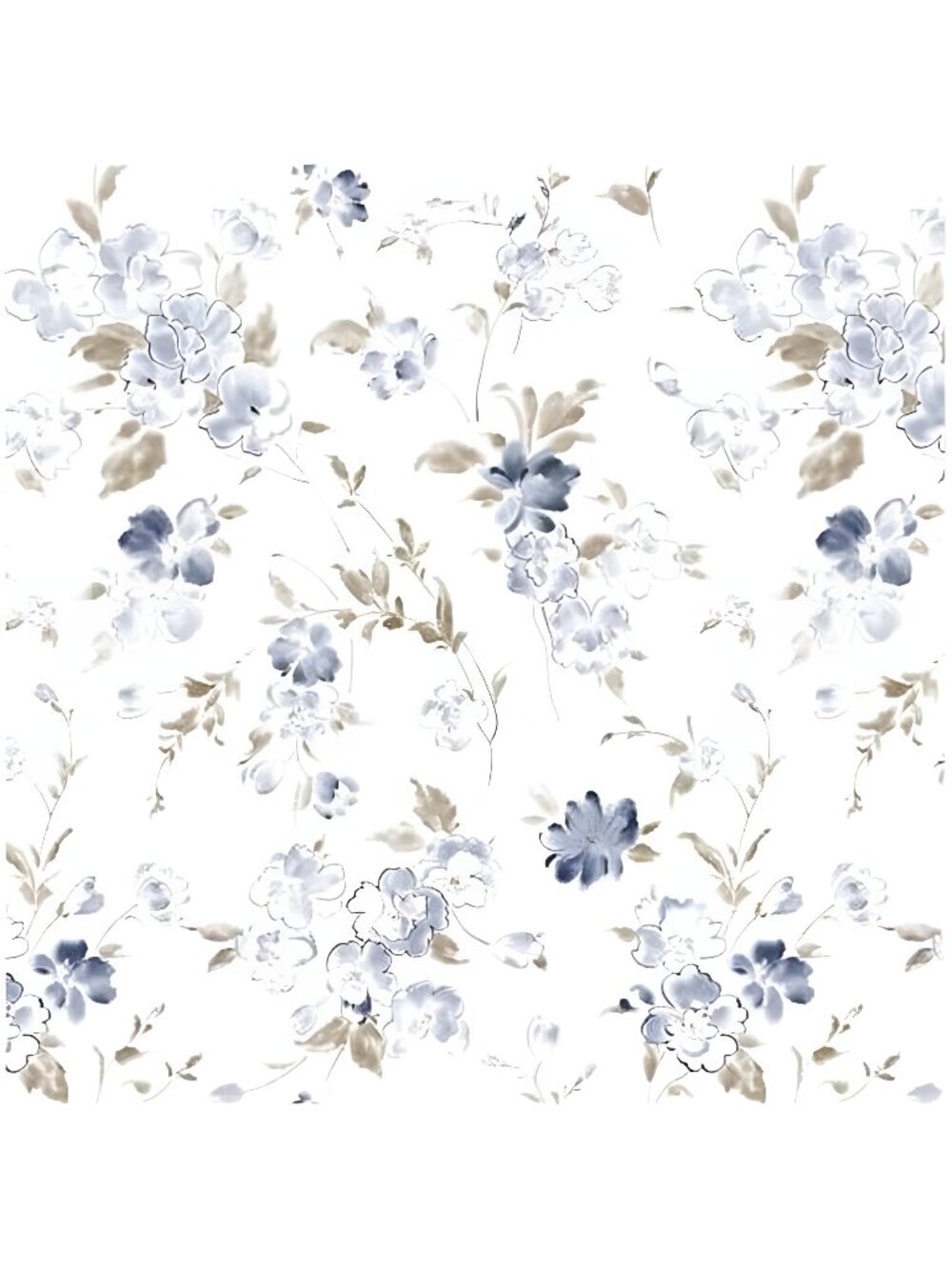 Blue Floral Peel and Stick Wallpaper Boho 17.3"×78.8" Blue Flower Wallpaper